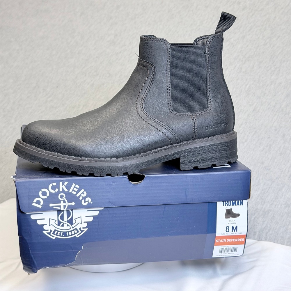 Dockers Truman Mens Black Chelsea Boots Stain Defender 90-38884 Size 8 M